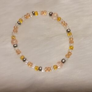 Hand-Made Orange, Pink & Silver Bracelet